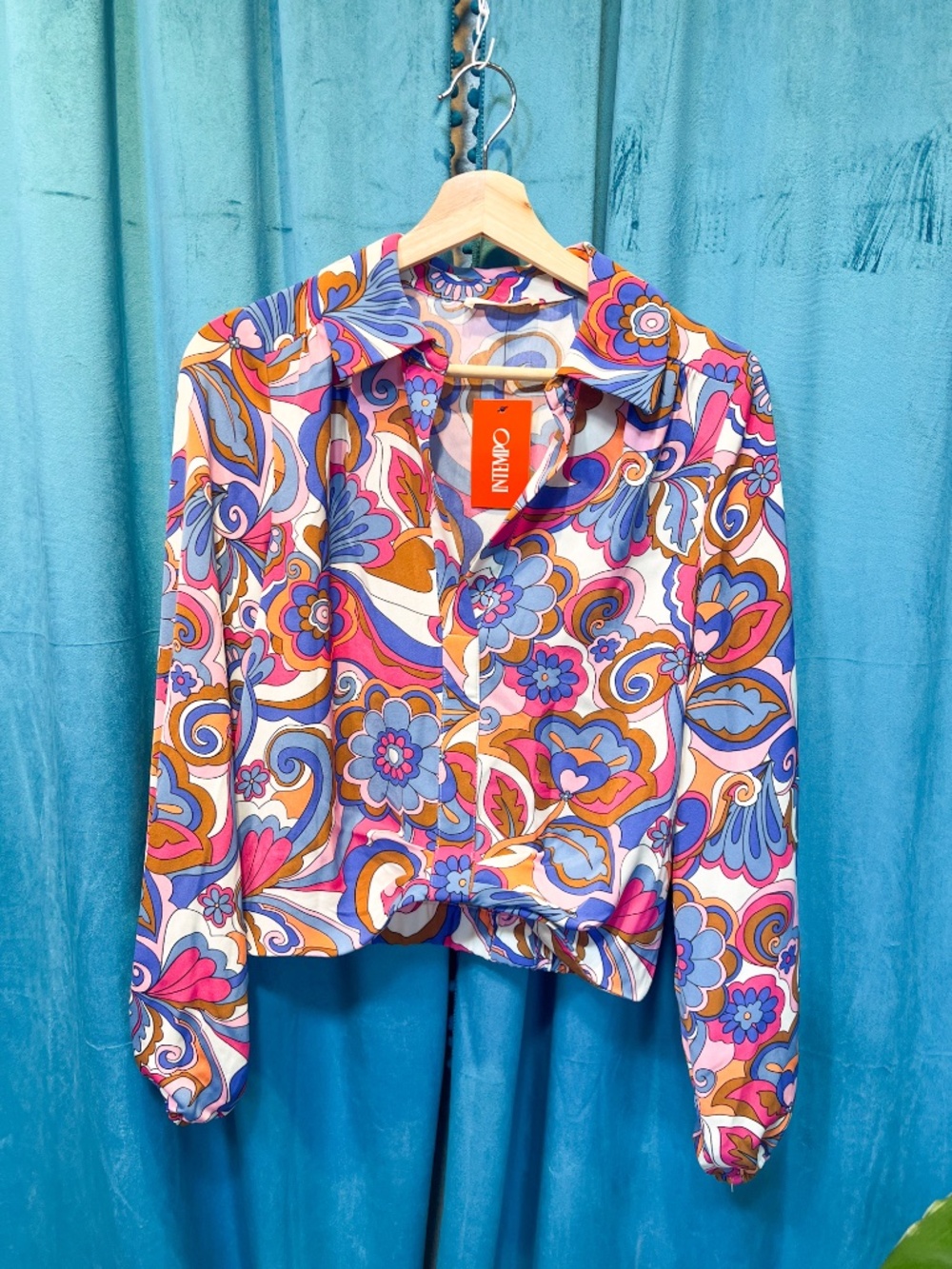 Retro 70s Themed Floral Boho Intempo Blouse: Small (New With Tags)
